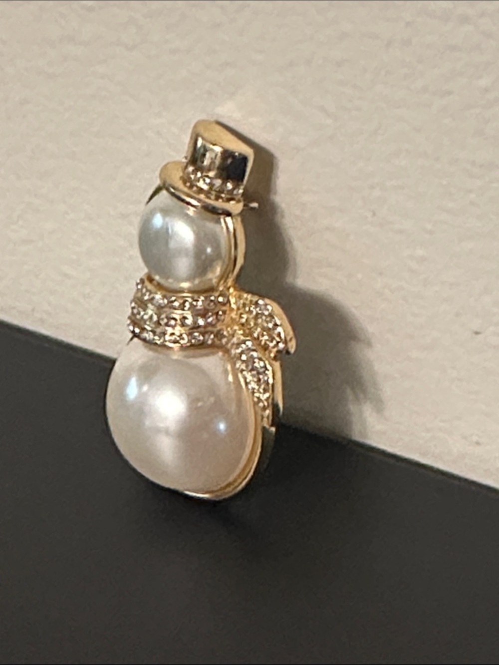 Talbots Gold and Pearl Snowman Brooch